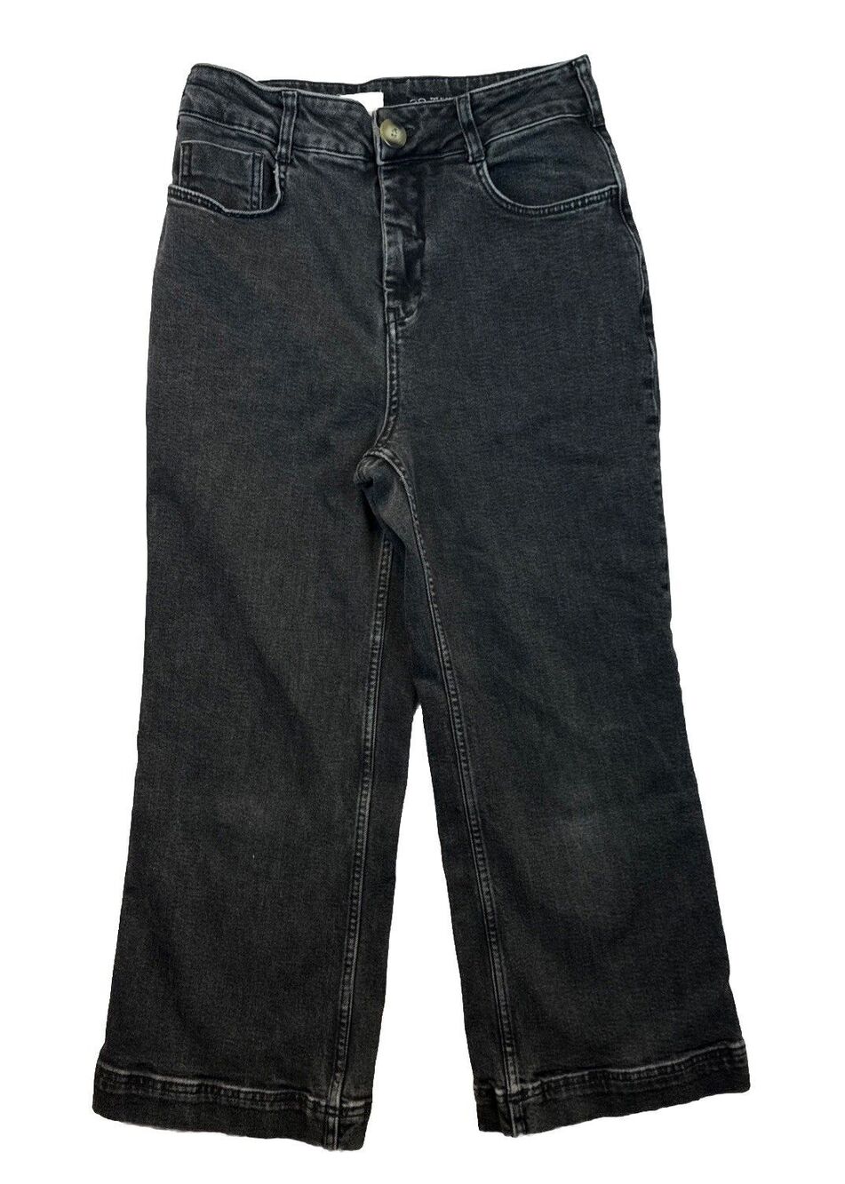 PILCRO Anthropologie Black Wide Leg Cropped Short Jeans 28 Trouser High Rise